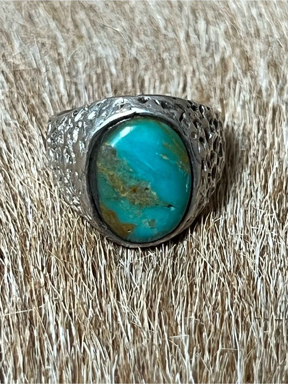 Vintage 1980  sterling silver unmarked turquoise ring
